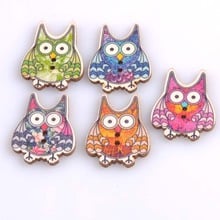 50pcs Wood Sewing Owl Painted Wooden Decorative Buttons Random Colors Scrapbooking Crafts 26x32mm MT0720 2024 - buy cheap