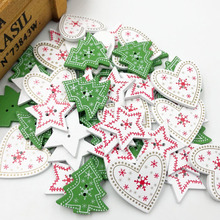 20pcs Mix White/Green Wood Merry Christmas Tree Heart Buttons Sewing Craft WB547 2024 - buy cheap