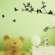 Декоративные наклейки zooyoo8171 на стену в виде птиц на ветвях и дереве, классические черные Съемные Виниловые Фотообои 2024 - купить недорого
