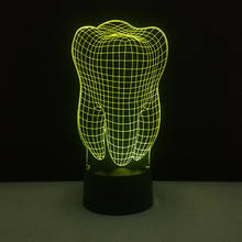 Светодиодный зуб креативный 3D ночник сенсорный выключатель 7 видов цветов Изменение иллюзии настольная лампа подарок на день рождения для вечеринки для детей 2024 - купить недорого