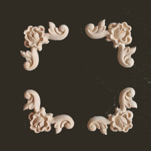 4PCS Woodcarving Decal Corner Applique Frame Door Decorate Wall Doors Furniture Decorative Figurines Wooden Miniatures 6CM 10CM 2024 - buy cheap