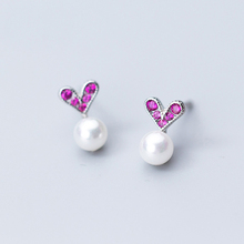 MloveAcc Elegant 925 Sterling Silver Heart Stud Earrings with Shell Pearl for Women Cute Gifts for Darling Girl 2024 - buy cheap