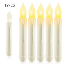 12 Pieces Yellow Flicker Flameless Taper Candles Battery Operated Candlesticks Long Burn Time portacandela For Dinner Restaurant 2024 - buy cheap