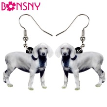 Bonsny brincos de cachorro em acrílico tecido, elegante, com pingente, longo, estiloso, joias de animais de estimação, para mulheres, meninas 2024 - compre barato