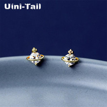 Uini-Tail new 925 sterling silver fashion mini star earrings small fresh temperament micro-set planet earrings hypoallergenic 2024 - buy cheap