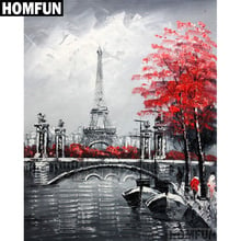 HOMFUN 5D Diamond Pattern Rhinestone Needlework Diy Diamond Painting Cross Stitch "Tower scenery" Diamond Embroidery A00505 2024 - buy cheap