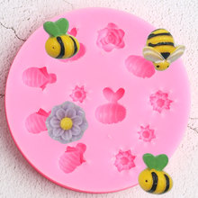 Bee Flower Silicone Mold DIY Party Fondant Cake Decorating Tools Cupcake Topper Decoration Candy Clay Chocolate Gumpaste Mould 2024 - buy cheap