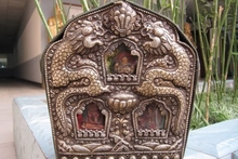9 "folklore tibetano Fane plata dos dragón Santo Buda Shrines GaWu caja 2024 - compra barato