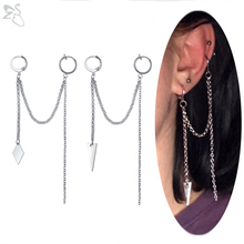 ZS 1 Pc Stainless Steel Drop Earring Kpop Double Piercing Long Tassel Earrings Korean Trendy Eardrops Hip hop Rock Accessories 2024 - buy cheap