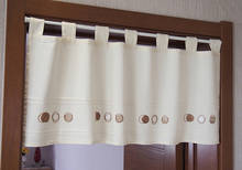 Cotton short kitchen curtain beige color embroidered head curtain half curtain 2024 - buy cheap