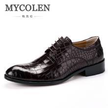MYCOLEN/модные классические роскошные мужские оксфорды ручной работы; повседневные мужские туфли из натуральной кожи с крокодиловым принтом для свадьбы 2024 - купить недорого