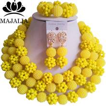 Fashion african jewelry yellow Plastic and crystal nigerian wedding african beads jewelry set Free shipping Majalia-443 2024 - buy cheap