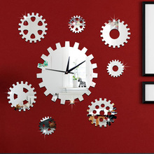 Reloj de pared creativo 3D, decoración artesanal, con giro de precisión, espejo de engranajes, Fondo de sofá, de cuarzo, envío gratis 2024 - compra barato