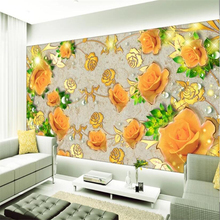 Beibehang fondos para paredes personalizados sala de estar dormitorio de alta calidad hermosa rosa amarilla 3D sólida decoración de fondo de pared 2024 - compra barato