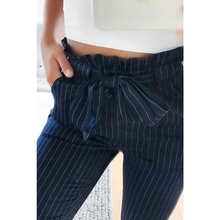 High Quality Striped OL Pants Women Bow Tie Drawstring High Waist Harem Pants Casual Trousers Women Streetwear Ladies 2024 - buy cheap