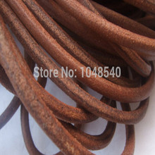 Cordones redondos de cuero genuino marrón Natural, 100 metros, 3mm, para pulsera, collar 2024 - compra barato