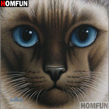 Homfun taladro cuadrado/redondo completo 5D DIY pintura de diamante "Animal Gato" 3D bordado punto de cruz decoración del hogar regalo A13273 2024 - compra barato