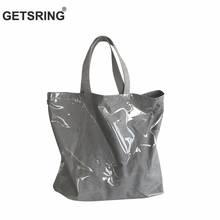 GETSRING Women Bag Waterproof Handbag Pvc Totes Shopping Bag Hands Bags Casual 2018 Summer New Large Capacity Silver Grey New 2024 - buy cheap