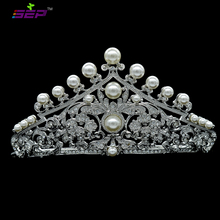 Cristais austríacos imitação de pérolas nupciais tiara de casamento acessórios de cabelo tiaras e coroas cabeça 4001r1 2024 - compre barato