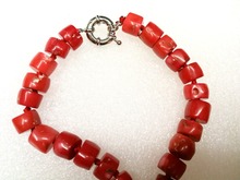 Pulsera de moda para mujer, brazalete de cuentas de cilindro de piedra de coral rojo de 12mm, hecho a mano de 18-20cm, 7,8'' 2024 - compra barato