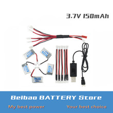 5 pcs 150mAh 3.7V li-po Battery and x5 cable charger For   E010 Furibee F36 RC H36 NH010 RC Quadcopter Spare Parts 2024 - buy cheap