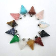 Wholesale 12pcs/lot Fashion Assorted Natural Stones Pyramis Shape charms Pendants Necklace For DIY jewelry making 2024 - buy cheap