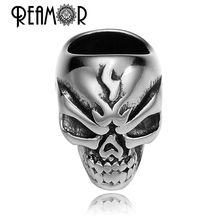 REAMOR 316L Stainless Steel Beads Gothic Punk Skull Beads Paracord Spacer Charm Beads For DIY Bracelet Jewelry Titanium Beads 2024 - buy cheap