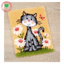 Hook Rug Kit DIY Unfinished Crocheting Yarn Mat Latch Hook Rug Kit Floor Mat Diy Embroidery Carpet Set Cartoon Cat Pictures 2024 - buy cheap