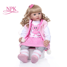 60cm Silicone Reborn Baby Doll with Long blond curly hair Princess Toddler Babies Dolls Alive Birthday Gift Play House Toy 2024 - buy cheap