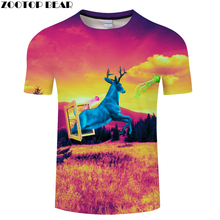 Colorful 3D Printed T shirts Men T-shirts Deer Tops Animal Novelty Tees Casual Tshirts Short Sleeve O-Neck Camisetas ZOOTOP BEAR 2024 - buy cheap