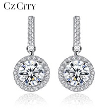 CZCITY Reales Circón Plata Pendientes Largos para Las Mujeres Cuelgan Colgante Pendiente de plata de Ley 925 de Lujo Joyería Fina Bijouterie 2024 - compra barato