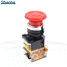 Cabeça de cogumelo botão de parada de emergência 22mm auto-travamento 1no + 1nc