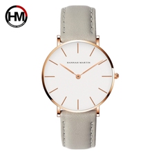 Hannah Martin-Relojes de pulsera de cuarzo para mujer, accesorio sencillo de cuero, resistente al agua, color gris, oro rosa 2024 - compra barato