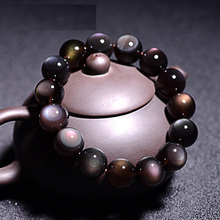 Pulseira colorida de pedra natural obsidiana, pulseira para homens casal, joias redondas, contas que traem riqueza da sorte 2024 - compre barato