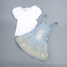 Chumhey/Детские юбки на подтяжках из 100% хлопка, Комбинезоны из 2 предметов, летняя хлопковая белая футболка с короткими рукавами для девочек, одежда для новорожденных 2024 - купить недорого