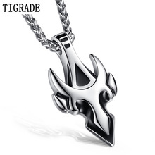 Tigraduação colar pingente de flecha de aço inoxidável, masculino formato de bonren world of warcraft, joias punk masculinas, colares hiphop/rock link 2024 - compre barato