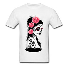 День мертвых рубашка сахарный череп Девушка с розой татуировки крутая модная летняя одежда для Для мужчин Big Tall 2018 2024 - купить недорого