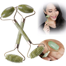 Hot Selling Natural Jade Double Head Facial Beauty Massage Tool Jade Roller Face Thin Massager Dropshipping Face Thin Slimming 2024 - buy cheap