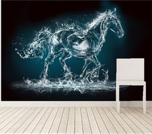 Mural 3d personalizado, papel pintado de caballos, gotas de agua, pulverizador de animales, para hotel, restaurante, sala de estar, sofá, pared de TV y dormitorio 2024 - compra barato