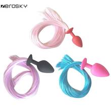 Zerosky Butt Plug Wig Tail Anal Plug Silicone Tail Buttplug Sex Toys for Women Cosplay Erotic Funny Anal Sex Toys 2024 - buy cheap