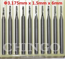 3.175mm*1.5mm*6mm-10pcs,CNC solid carbide end mill,woodworking router bit,1 Flute spiral milling cutter,MDF,acrylic,PVC,wood 2024 - buy cheap