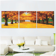 Triptych paintings Three-picture Combination vintage home decor Golden Road painting by numbers oil painting on canvas H472 2024 - buy cheap