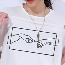 Женская футболка с модным принтом Tumblr, черная, белая футболка с изображением микеланжело, художественная футболка в стиле Харадзюку, 2019 2024 - купить недорого