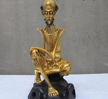 xd 001483 Tibet Tibetan 100% Pure Bronze 24K Gold skeleton Bone arhat Dharma Buddha Statue 2024 - buy cheap