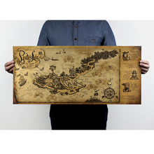 Ретро Крафт пират карта мира плавания плакат стикер на стену Гостиная Бар Кафе Декор Древний мир старинные карты 72.5X33cm 2024 - купить недорого