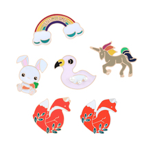 Enamel Cartoon Kpop Brooches Pins Red Fox Duck Cloud Rabbit Horse Jackets Lapel Pin Bag Icon Badge Women Jewelry Gifts For Kids 2024 - buy cheap