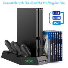 PS4/Slim/Pro Universal Vertical Stand 2 Controller Charger Cooling Fan 14 Games Holder for Sony Playstation 4 Slim Pro Console 2024 - buy cheap