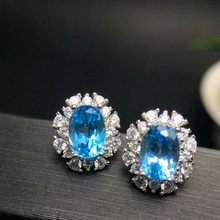 925 Silver Natural Topaz ear studs for women wearing simple atmosphere made in China 2024 - buy cheap