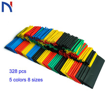 328Pcs/set Sleeving Wrap Wire Car Electrical Cable Tube kits Heat Shrink Tube Tubing Polyolefin 8 Sizes Mixed Color 2024 - buy cheap