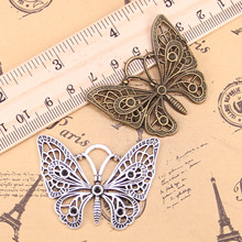 15pcs Jewelry Charms hollow butterfly 48x38mm Antique Silver Plated Pendants Making DIY Handmade Tibetan Silver Jewelry 2024 - buy cheap